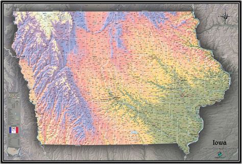 Iowa Physical Wall Map By Outlook Maps Mapsales