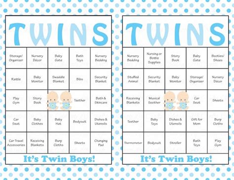 30 Baby Boy Twins Baby Shower Bingo Cards Prefilled Bingo Cards