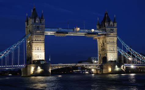 Download Night Light Bridge Monument River Thames London Man Made Tower
