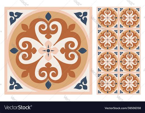Portuguese Floor Ceramic Tiles Azulejo Design Vector Image
