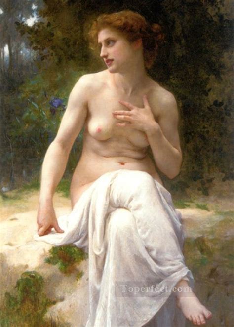 Nymphe Academic Guillaume Seignac Classic Nude Painting In Oil For Sale