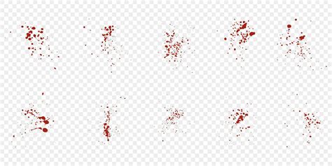 Blood Spatter Set Red Drip Splatter Grunge Splash Collection Splat