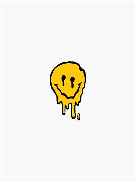 Trippy Yellow Smiley Face Sticker For Sale By Stickerz4anyone Redbubble