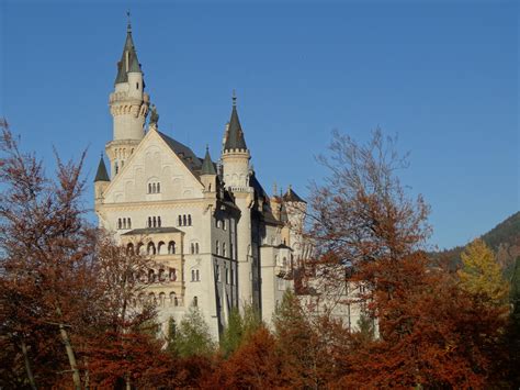 Neuschwanstein In Autumn On Castles Ruins And Palaces