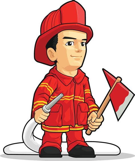 Fire Fighter Fireman Smoke Eater Cartoon Mascot Illustration 2143967