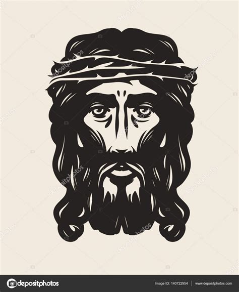 Jesus Christ Face God Religion Symbol Art Vector Illustration