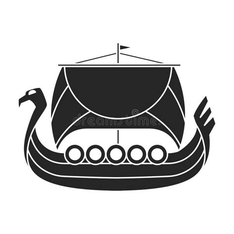 Ship Viking Vector Iconblack Vector Icon Isolated On White Background
