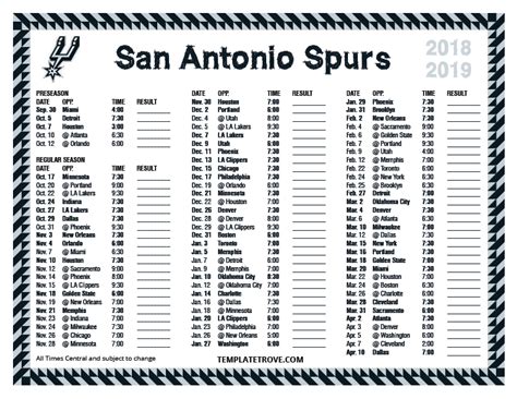 San antonio spurs fixtures tab is showing last 100 basketball matches with statistics and win/lose icons. Printable 2018-2019 San Antonio Spurs Schedule