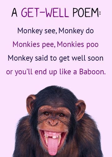 Funny Get Well Ecard Monkey Poem Crazecards Digital Cards And Evites