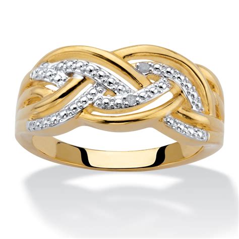 Diamond Accent Braided Ring 18k Gold Plated At PalmBeach Jewelry