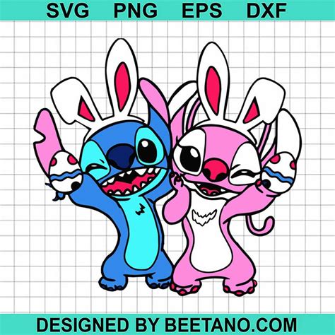 Stitch Couple Bunny Easter Svg Easter Svg Lilo And Stitch Svg Png Dxf