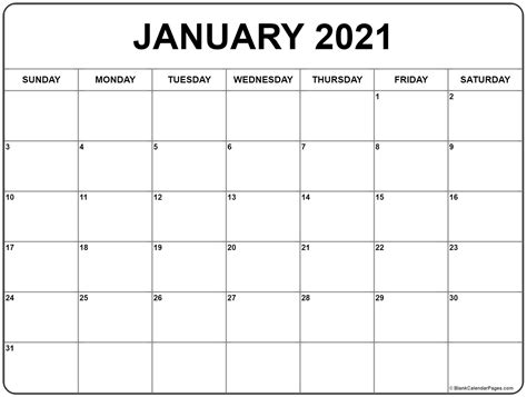Printable 2021 calendar for the united kingdom in pdf format. January Calendar 2021 Printable | Get Free Calendar
