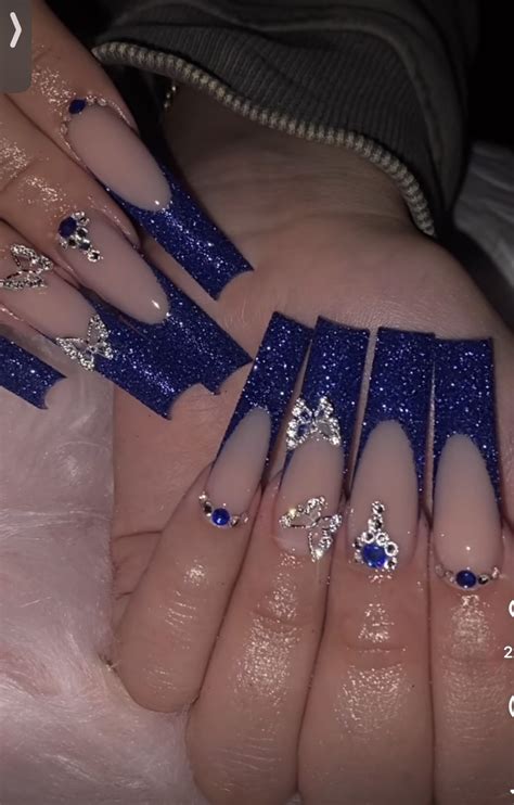 Nail Designs With Gems Blue Nails With Design Royal Blue Nails