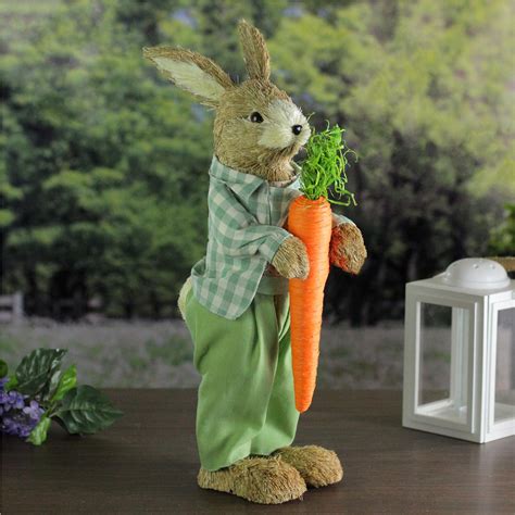 19 Spring Sisal Standing Bunny Rabbit Figure With Carrot Christmas