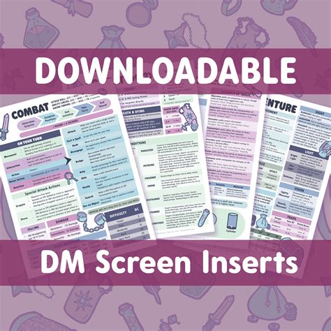 Printable Dungeons Dragons Dm Screen Inserts For E Digital Etsy
