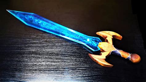 Epoxy Resin Crystal Sword Saber And Carving Wood Handle Resin Art