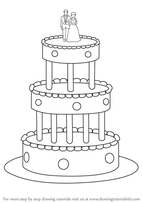 Learn How To Draw A Wedding Cake Cakes Step By Step Drawing Tutorials