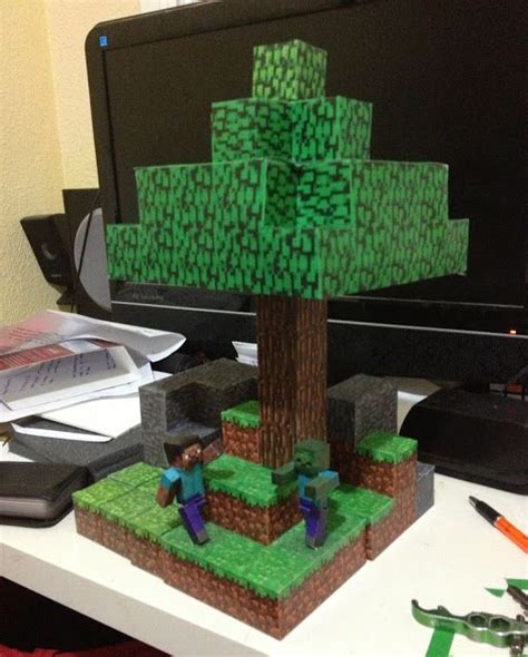 Mini At Least Papercraft Minecraft Xvi Árbol Tree En 2020 Fiesta