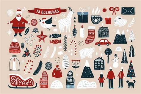 Ad Merry Christmas Scandinavian Set By Juliyart On Creativemarket