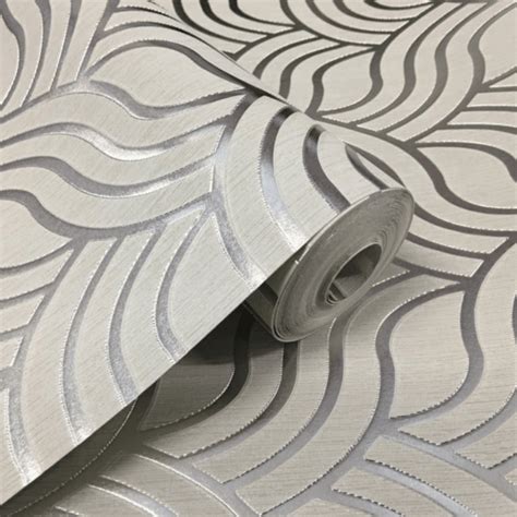 Muriva Silver Grey Precious Silk Art Deco Wallpaper 701373