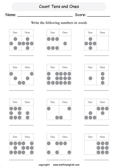 Help kids learn to group tens and ones with this printable fruit themed worksheet. Printable primary math worksheet for math grades 1 to 6 based on the Singapore math curriculum.