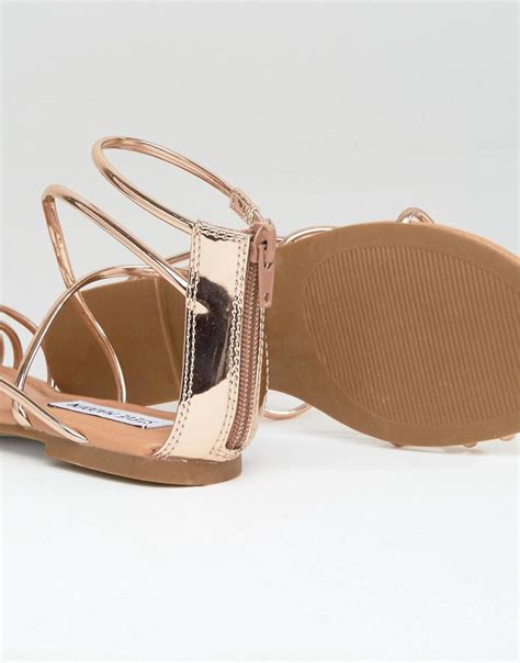 4.1 out of 5 stars. Steve Madden Sapphire Rose Gold Strappy Flat Sandals in Metallic - Lyst