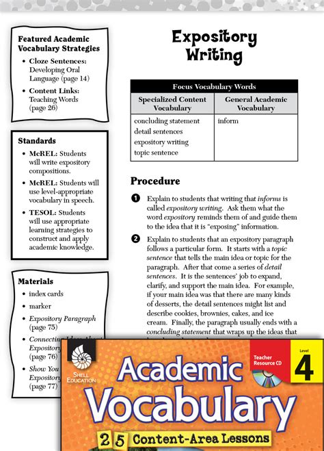Expository Writing Academic Vocabulary Level 4 Teacher Created Materials