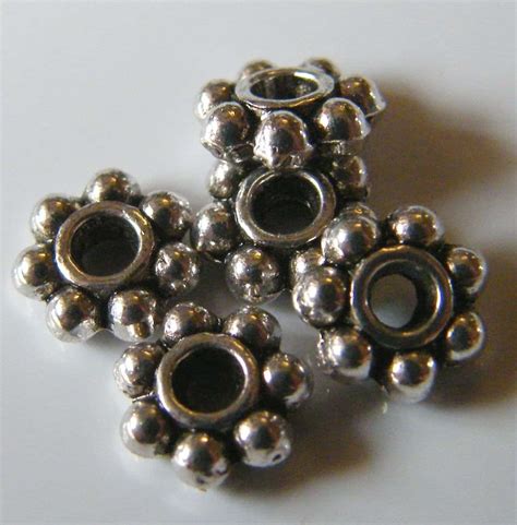 200pcs 6x2mm Metal Alloy Daisy Spacers - Antique Silver | BeadsForEwe