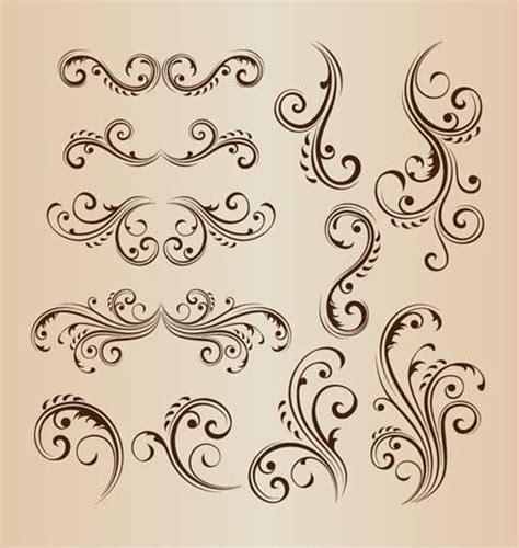 Vintage Swirl Floral Design Vector Set Eps Uidownload