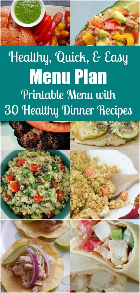 Quick Easy And Healthy Dinner Menu Plan 30 Simple Recipes