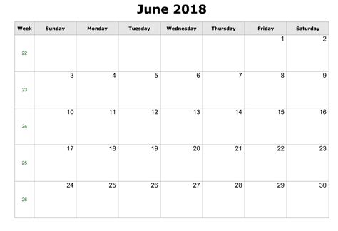 Calendar June 2018 Printable 2019 Calendar Templates Pdf Excel