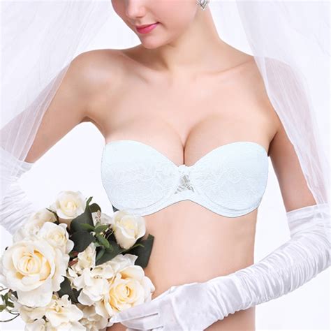 New Wedding Bride Underwear Multiway Floral Lace Push Up Bra Invisible Strapless Clear Back Bras