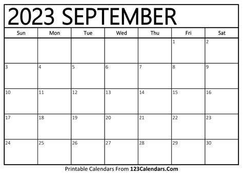 Printable September 2023 Calendar Templates