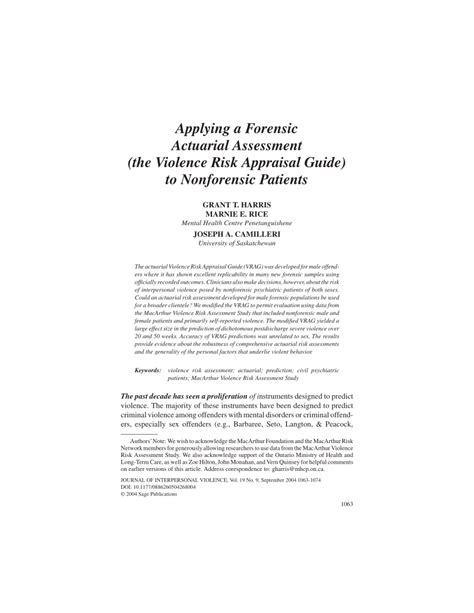 Pdf Applying A Forensic Actuarial Assessment The Violence Risk