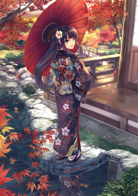 Gray Haired Female Anime Character Wearing Kimono Illustration Anime Hd Wallpaper Wallpaper Flare