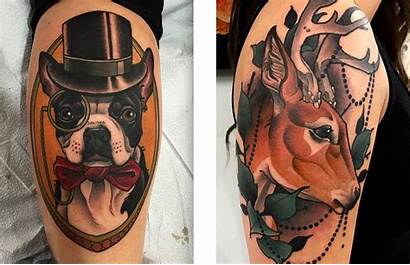 Traditional Neo Tattoos Tattoo Reaper Dog Deer
