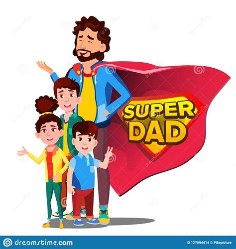 Super Dad Vector Father S Day Shield Badge Isolated Flat Cartoon