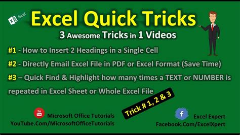 Ms Excel Quick Tricks Trick 1 2 3 Awesome Excel Tricks Youtube