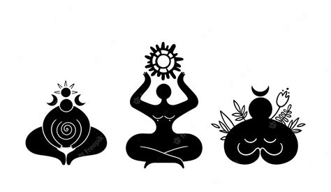 Premium Vector Celestial Goddess Cliparts Wiccan Woman Silhouette