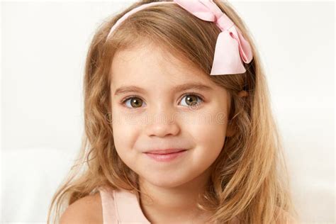 Adorable Little Child Girl Face Closeup Portrait Stock Photo Image Of