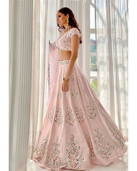 Trendy Glamorous Pink Color Creacle Banglori Silk Festive Wear Lehenga