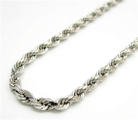 14k Hollow White Gold Rope Chain 20 24 Inch 3mm