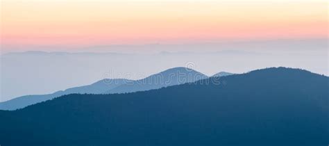 Panorama Mountain Ridges Silhouettes Stock Image Image Of Ridges