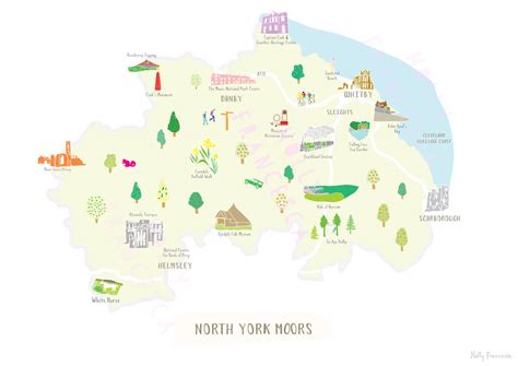 Map Of North York Moors National Park Art Print By Holly Francesca