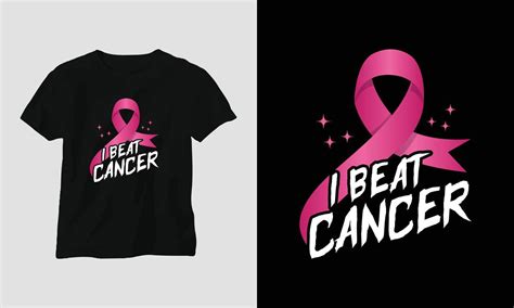 I Beat Cancer World Cancer Day Design With Ribbon Sign Love Fist