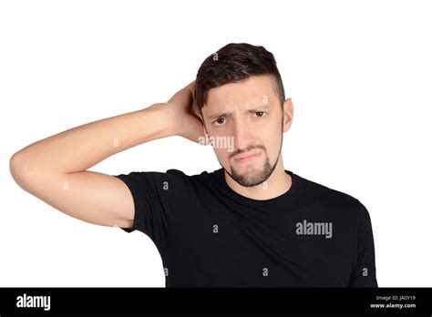 Portrait Of A Young Man Worried Isolated White Background Stock Photo