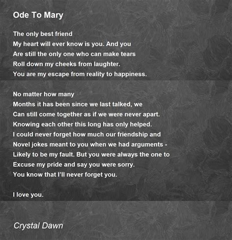 Ode To Mary Ode To Mary Poem By Crystal Dawn