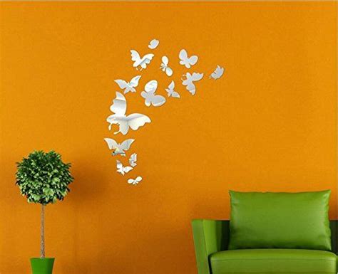 999 Yusylvia14pcsset Mirror Sliver 3d Butterfly Wall Stickers Party