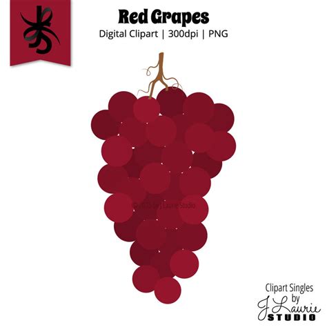 Digital Clipart Clipart Singles Red Grapes Fruit Wine Grape Etsy