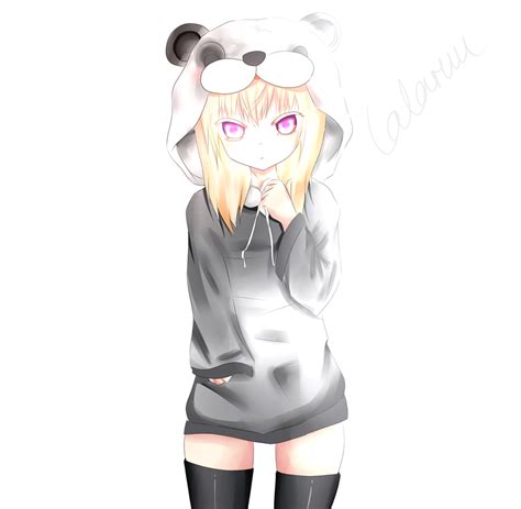 Anime Girl With Panda Hoodie